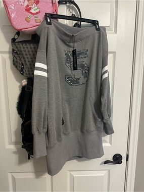Current Mood Light Gray Ribbed Crewneck Sweatshirt